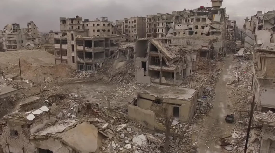 Кадры разрушенного Алеппо, снятые дроном RUPTLY