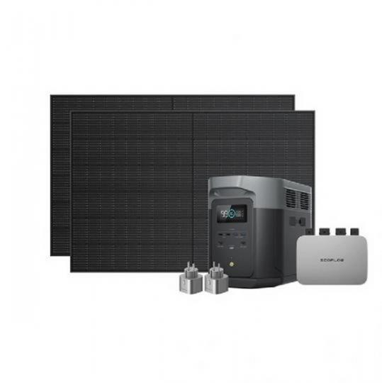 Комплект DELTA Max 2000 + Микроинвертор 800 Вт + 2 жестких солнечных панели 400 Вт