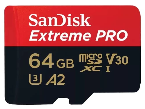 Карта памяти SanDisk Extreme Pro UHS-I U3 V30 A2 + ADP (170/90 MB/s) micro SDXC 64Gb
