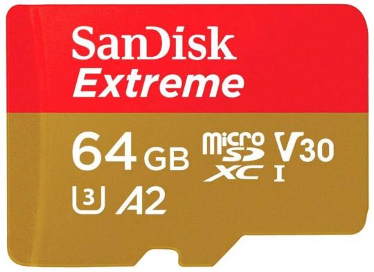 Карта памяти SanDisk microSDXC 64ГБ Extreme 160MB/Sec, UHS-I U3, Class 10