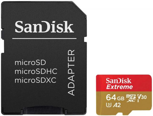 Карта памяти SanDisk microSDXC 64ГБ Extreme 160MB/Sec, UHS-I U3, Class 10