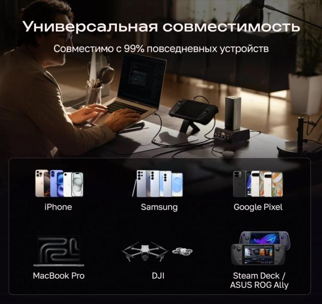 Повербанк EcoFlow RAPID Pro (20000 мАч, 230 Вт, встроенный кабель 100 Вт)